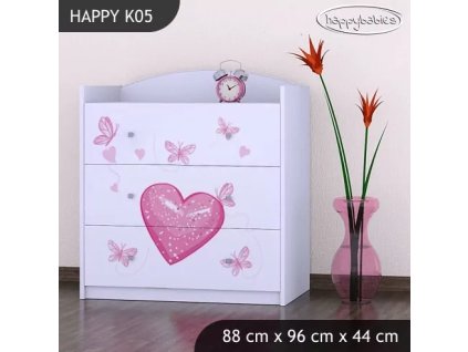 Komoda Happy K05 -  zamilovaný medvídek (Barva bílá)