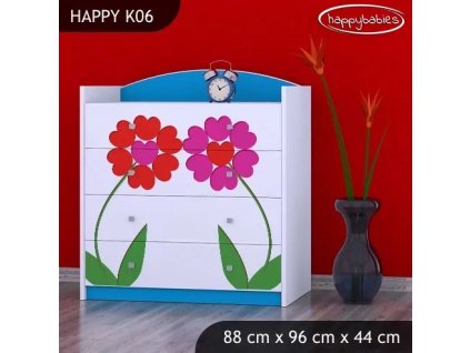 Komoda Happy K06 - dva květy (Barva bílá)