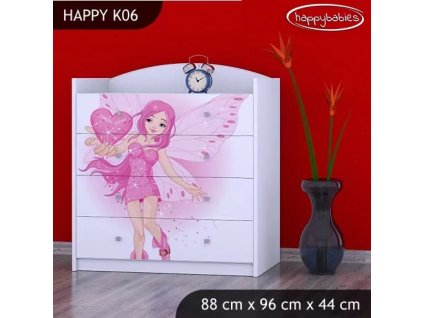 Komoda Happy K06 - víla se srdcem (Barva bílá)
