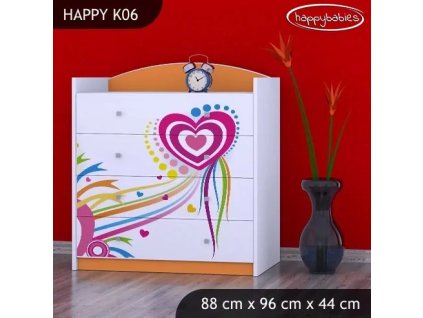Komoda Happy K06 - pejsek a srdce (Barva bílá)