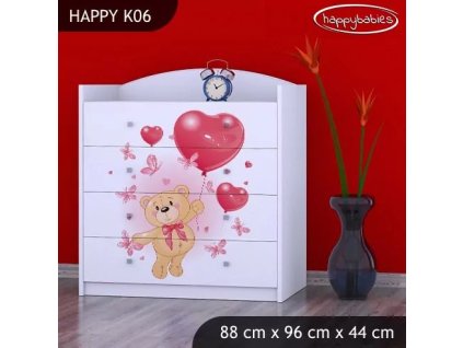 Komoda Happy K06 - medvídek s balónky (Barva bílá)