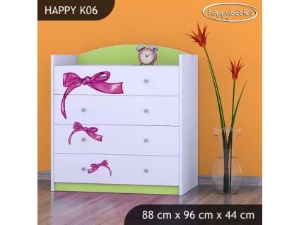 Komoda Happy K06 - medvídek s mašlí (Barva bílá)
