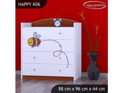 Komoda Happy K06 -  včelka (Barva bílá)