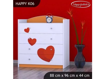 Komoda Happy K06 -  včelka se srdcem (Barva bílá)
