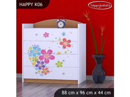 Komoda Happy K06 - srdce z květů (Barva bílá)