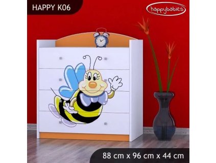 Komoda Happy K06 -  usměvavá včelka (Barva bílá)