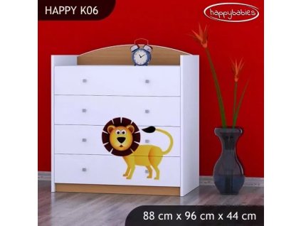 Komoda Happy K06 -  veselý zvěřinec (Barva bílá)