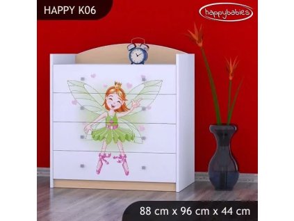 Komoda Happy K06 -  zelená čarodějka (Barva bílá)