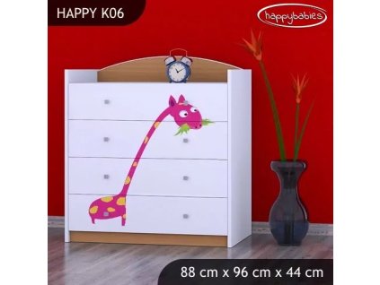 Komoda Happy K06 - žirafa (Barva bílá)