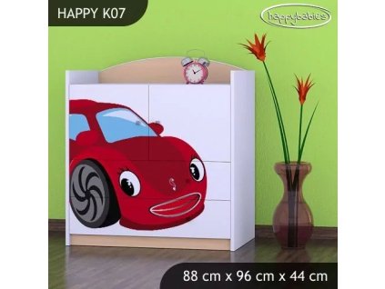 Komoda Happy K07 - pohádkové auto (Barva bílá)