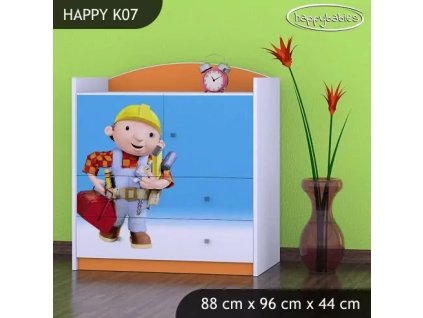 Komoda Happy K07 - bořek stavitel (Barva bílá)