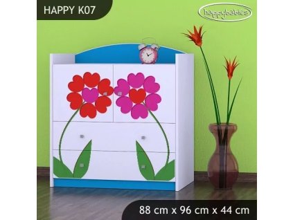 Komoda Happy K07 - dva květy (Barva bílá)