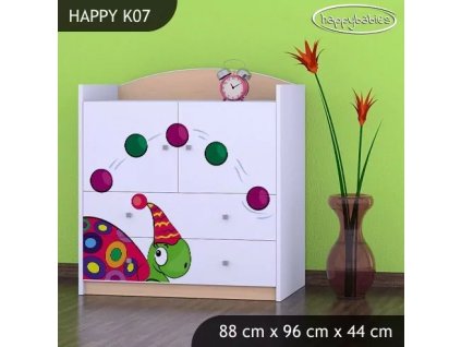 Komoda Happy K07 - barevný želvík (Barva bílá)