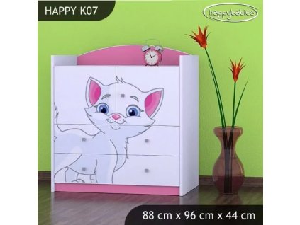 Komoda Happy K07 - bílá kočička (Barva bílá)