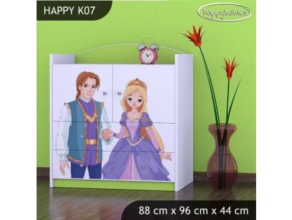 Komoda Happy K07 - princ a princezna (Barva bílá)
