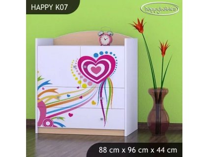 Komoda Happy K07 - pejsek a srdce (Barva bílá)