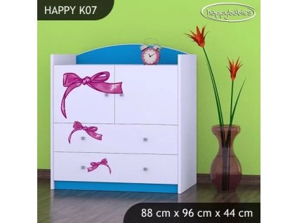 Komoda Happy K07 - medvídek s mašlí (Barva bílá)