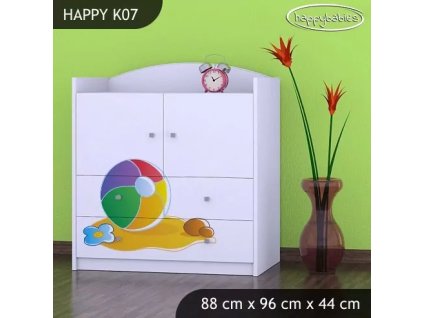 Komoda Happy K07 - slon s balónkem (Barva bílá)