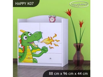 Komoda Happy K07 - drak (Barva bílá)