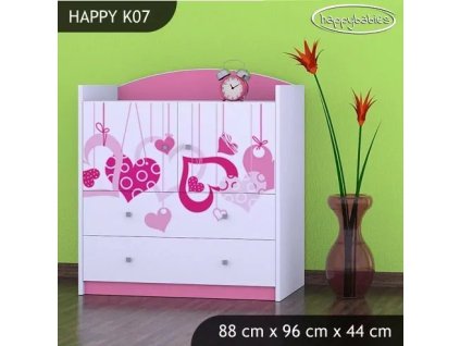 Komoda Happy K07 - padající srdce (Barva bílá)