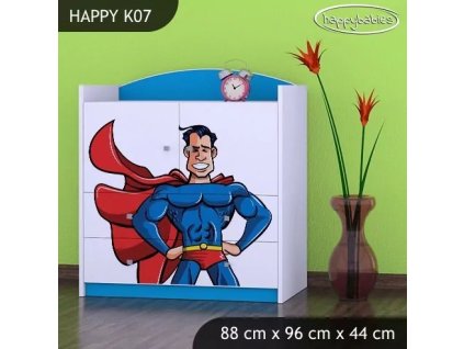 Komoda Happy K07 - superman (Barva bílá)