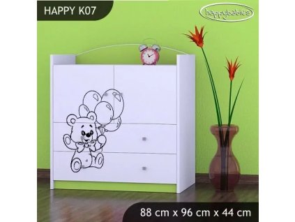 Komoda Happy K07 - šťastný medvídek (Barva bílá)