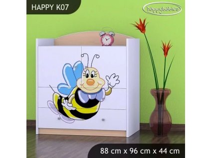Komoda Happy K07 - usměvavá včelka (Barva bílá)