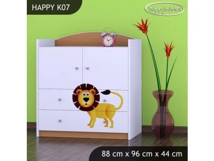 Komoda Happy K07 - veselý zvěřinec (Barva bílá)
