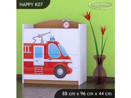 Komoda Happy K07 - hasičské auto (Barva bílá)