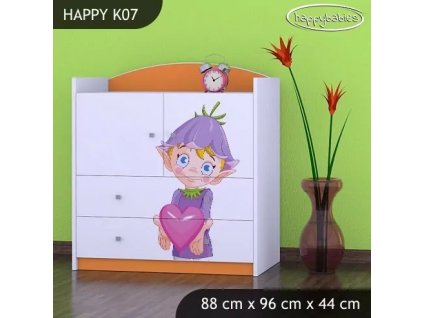 Komoda Happy K07 -zamilovaný skřítek (Barva bílá)