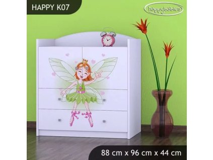 Komoda Happy K07 -  zelená čarodějka (Barva bílá)