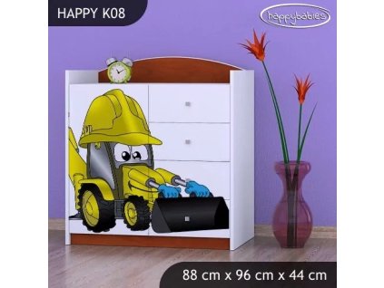 Komoda Happy K08 - bagr (Barva bílá)