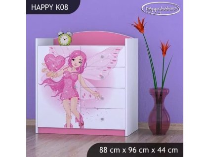 Komoda Happy K08 - víla se srdcem (Barva bílá)