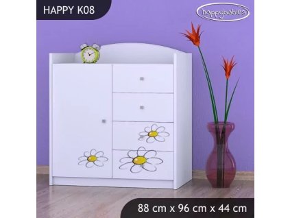 Komoda Happy K08 -  motýlek (Barva bílá)
