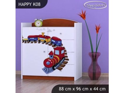Komoda Happy K08 -  vláček (Barva bílá)