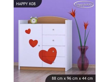 Komoda Happy K08 -  včelka se srdcem (Barva bílá)