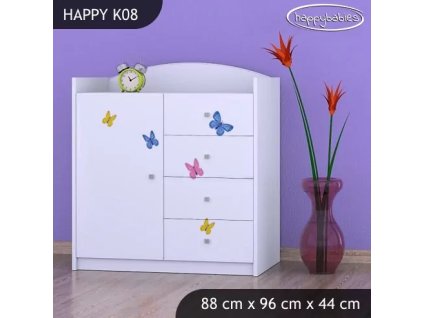 Komoda Happy K08 -  sloník (Barva bílá)