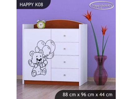 Komoda Happy K08 - šťastný medvídek (Barva bílá)