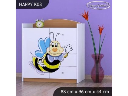 Komoda Happy K08 - usměvavá včelka (Barva bílá)