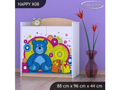 Komoda Happy K08 - veselý medvídek (Barva bílá)