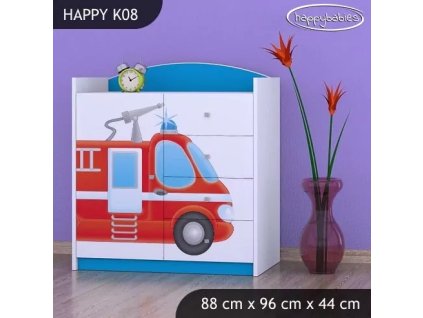 Komoda Happy K08 - hasičské auto (Barva bílá)