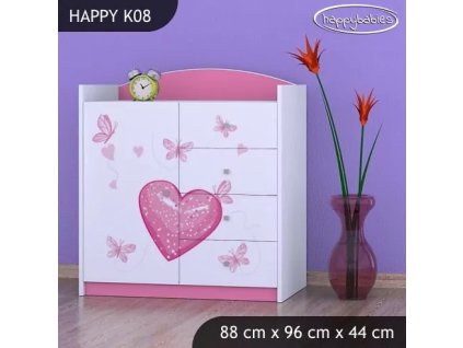 Komoda Happy K08 - zamilovaný medvídek (Barva bílá)