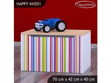 Box na hračky Happy KNZ01 - barevné pásky (Barva bílá)