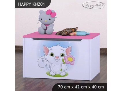 Box na hračky Happy KNZ01 - kočička s květinou (Barva bílá)