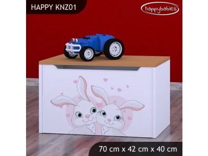 Box na hračky Happy KNZ01 - zamilovaní králíčci (Barva bílá)