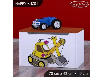 Box na hračky Happy KNZ01 - žlutý bagr (Barva bílá)