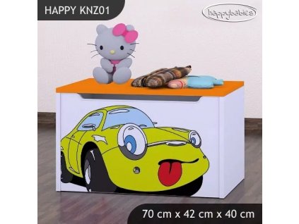 Box na hračky Happy KNZ01 - žluté auto (Barva bílá)