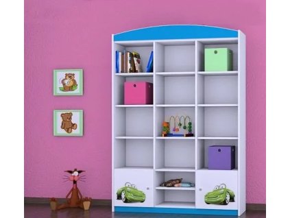 Regál Happy RW16 - zelené auto (Barva bílá)