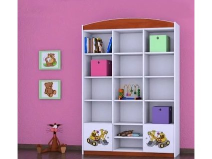 Regál Happy RW16 - žlutý bagr (Barva bílá)