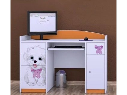 Psací stůl Happy B01 - pejsek s mašlí (Barva bílá)